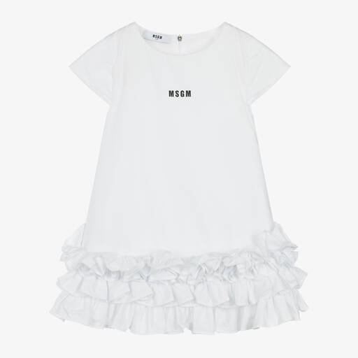 MSGM-Girls White Cotton Dress | Childrensalon Outlet