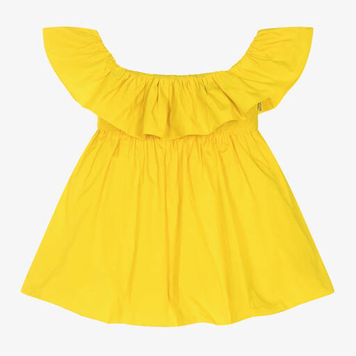 MSGM-Girls Yellow Taffeta Bubble Dress | Childrensalon Outlet