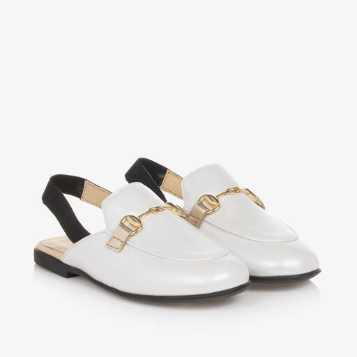 Naturino-Girls Pearly White Slingback Loafers | Childrensalon Outlet