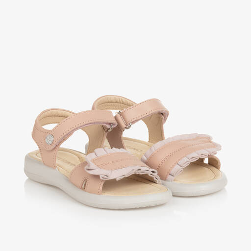 Naturino-Girls Pink Leather Ruffle Sandals | Childrensalon Outlet