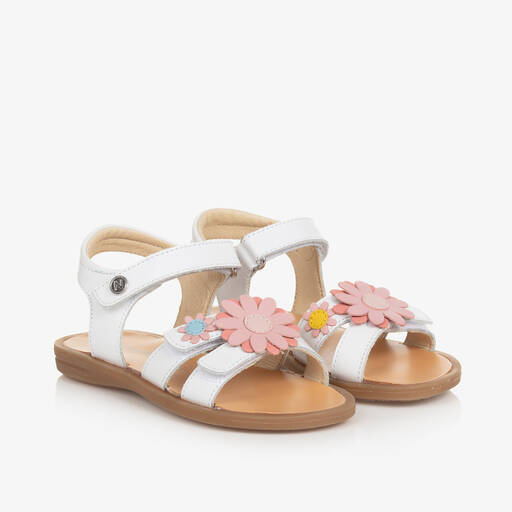 Naturino-Girls White Leather Flower Sandals | Childrensalon Outlet