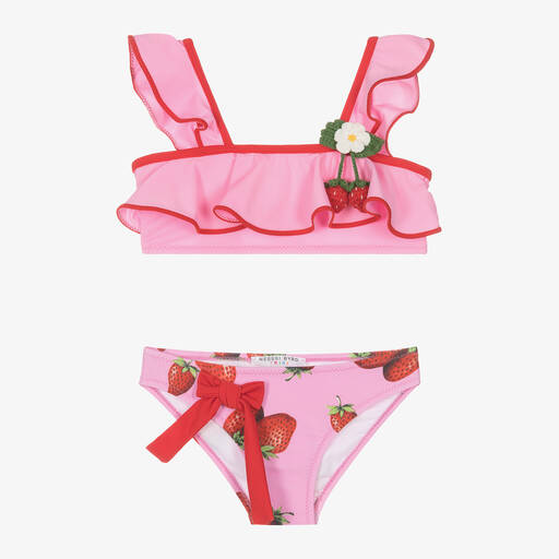 Nessi Byrd-Girls Pink Strawberry Bikini Set (UV50) | Childrensalon Outlet