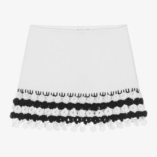 Nessi Byrd-Girls White Floral Crochet Beach Skirt | Childrensalon Outlet