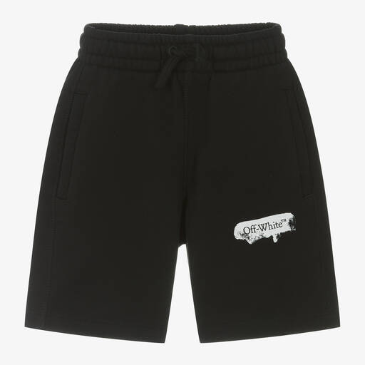 Off-White-Boys Black Cotton Shorts | Childrensalon Outlet