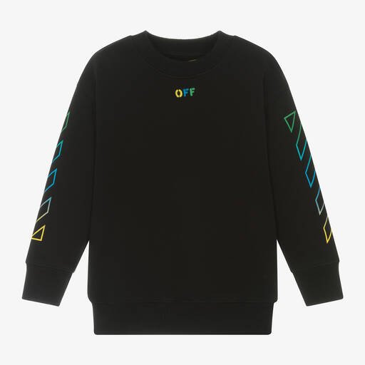 Off-White-Boys Black Cotton Sweatshirt | Childrensalon Outlet