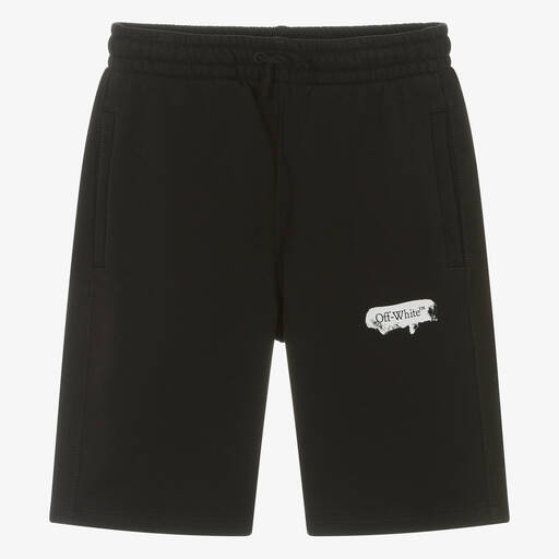 Off-White-Teen Boys Black Cotton Shorts | Childrensalon Outlet