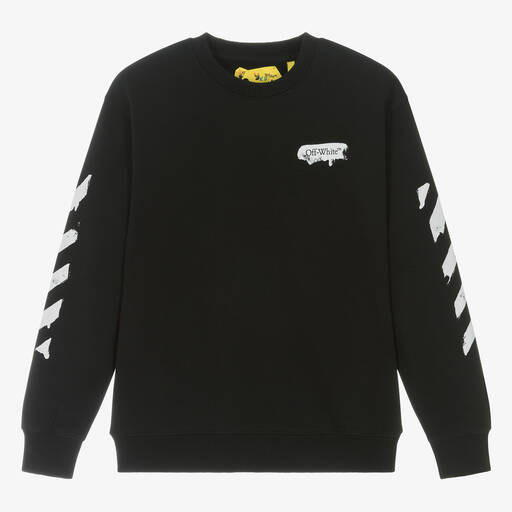 Off-White-Teen Boys Black Cotton Sweatshirt | Childrensalon Outlet