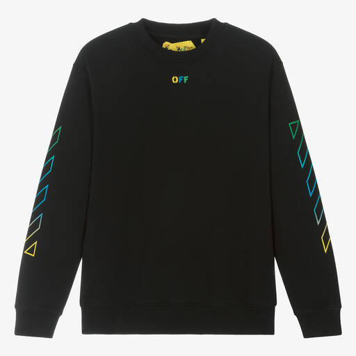 Off-White-Teen Boys Black Cotton Sweatshirt | Childrensalon Outlet