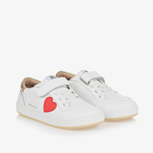 Old Soles-Girls White Leather Heart Trainers | Childrensalon Outlet