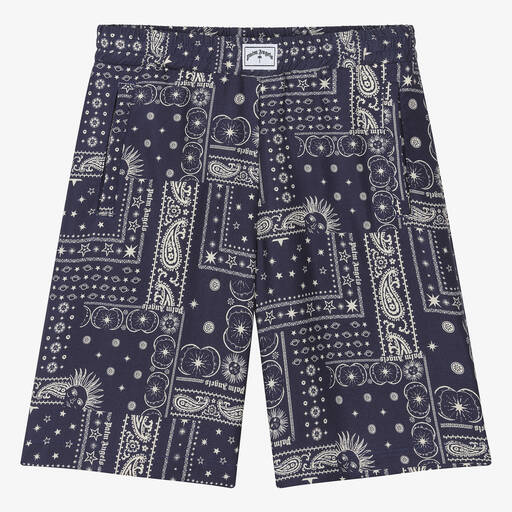 Palm Angels-Teen Boys Blue Viscose Bandana Shorts | Childrensalon Outlet