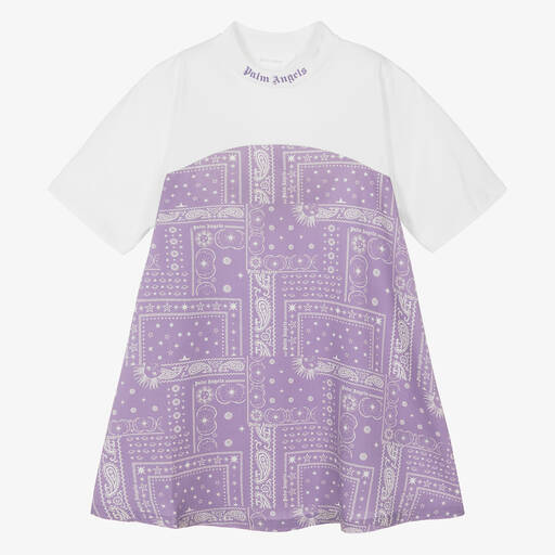 Palm Angels-Teen Girls Purple & White Cotton Dress | Childrensalon Outlet