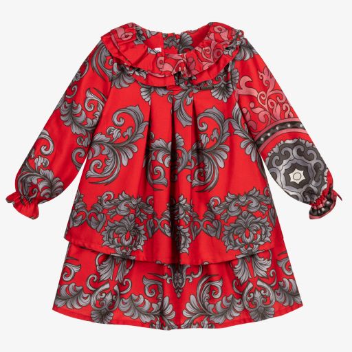 Pan Con Chocolate-Robe rouge et grise en coton | Childrensalon Outlet