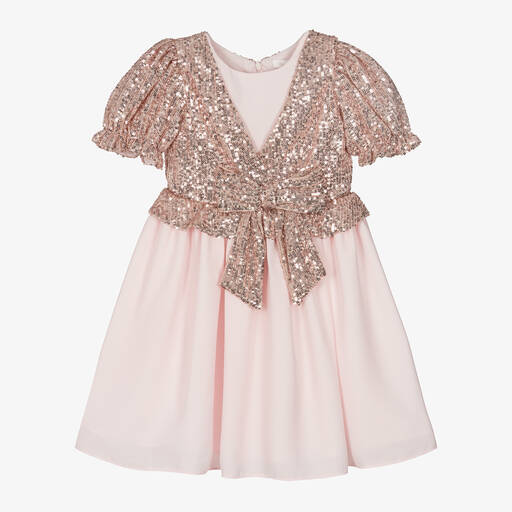 Patachou-Girls Pink Sequin & Chiffon Dress | Childrensalon Outlet