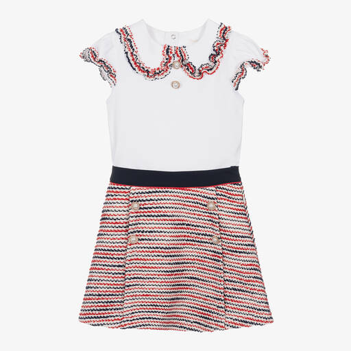 Patachou-Girls White & Red Skirt Set | Childrensalon Outlet