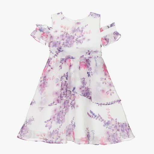 Patachou-Chiffon-Blumenkleid elfenb./violett | Childrensalon Outlet