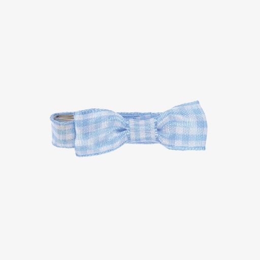 Peach Ribbons-Blue Gingham Bow Clip (4.5cm) | Childrensalon Outlet