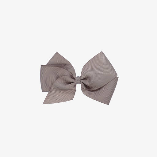 Peach Ribbons-Grey Bow Hair Clip (12cm) | Childrensalon Outlet