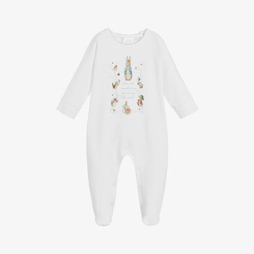 Peter Rabbit™ by Childrensalon-White Cotton Jersey Babygrow  | Childrensalon Outlet