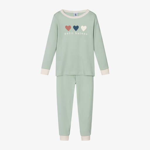 Petit Bateau-Girls Green Organic Cotton Pyjamas | Childrensalon Outlet