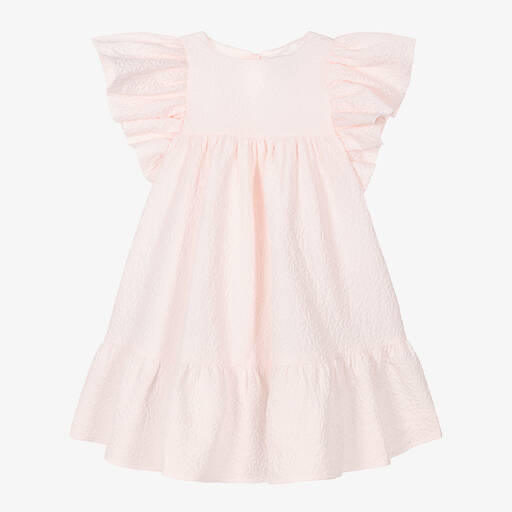 Petite Amalie-Girls Pink Flutter Sleeve Dress | Childrensalon Outlet