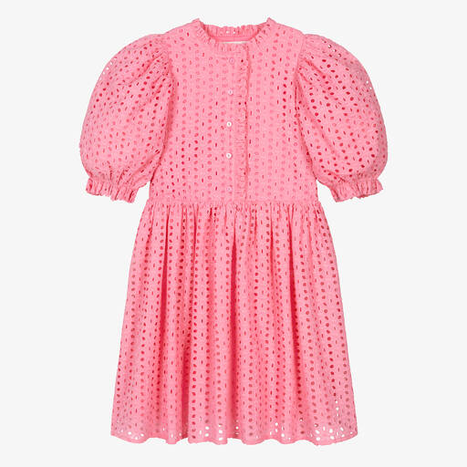 Petite Amalie-Teen Girls Pink Broderie Anglaise Dress | Childrensalon Outlet