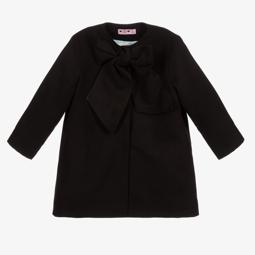 Phi Clothing-Girls Black Bow Coat | Childrensalon Outlet