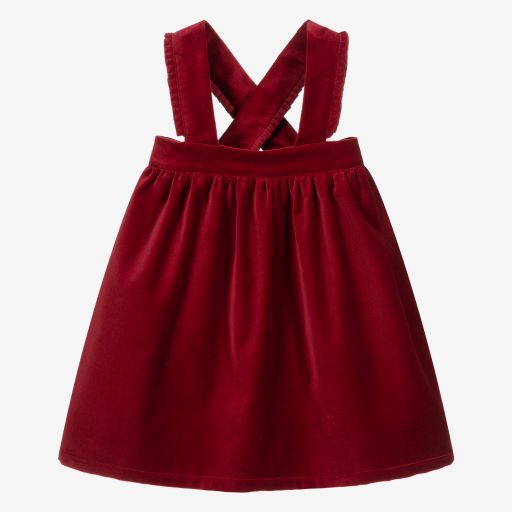 Phi Clothing-Red Velvet Pinafore Dress | Childrensalon Outlet