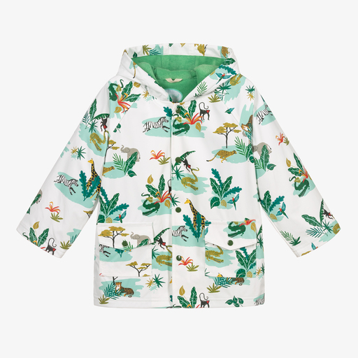 Powell Craft-White & Green Safari Raincoat | Childrensalon Outlet