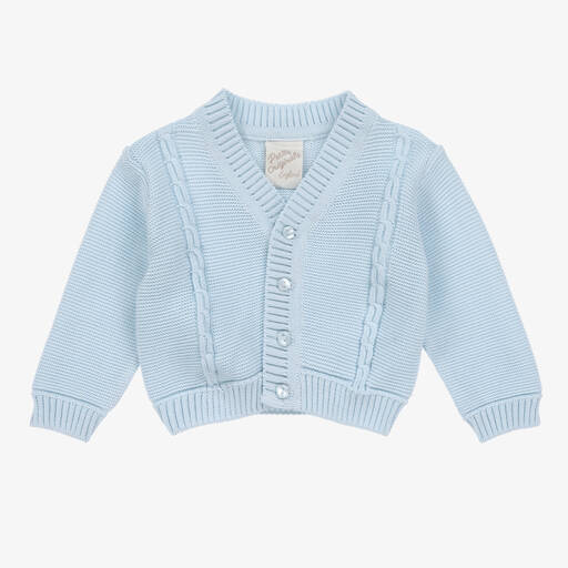 Pretty Originals-Boys Blue Cotton Knit Cardigan | Childrensalon Outlet