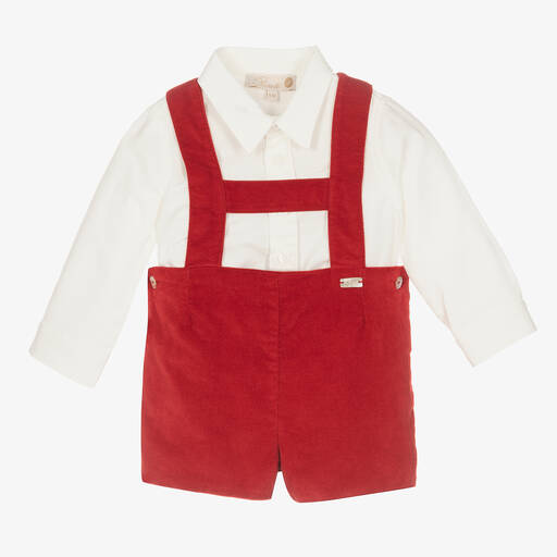 Pureté Du... Bébé-Рубашка и красные бархатные шорты для мальчиков | Childrensalon Outlet