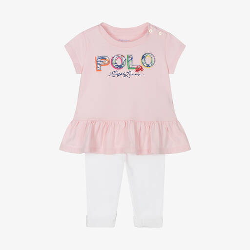 Ralph Lauren-Baby Girls Pink Cotton Leggings Set | Childrensalon Outlet