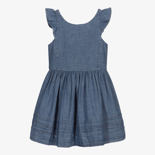 Polo Ralph Lauren-Blue Chambray Ruffle Dress | Childrensalon Outlet