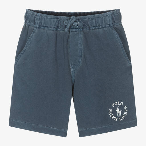 Ralph Lauren-Boys Blue Cotton Jersey Shorts | Childrensalon Outlet