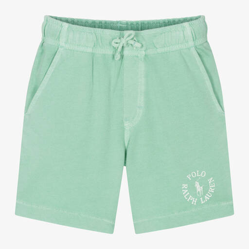 Ralph Lauren-Boys Green Cotton Jersey Shorts | Childrensalon Outlet