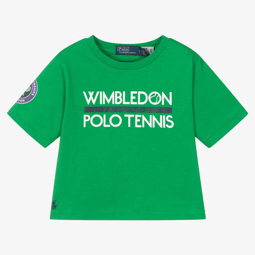 Polo Ralph Lauren-Girls Green Cotton Wimbledon T-Shirt | Childrensalon Outlet