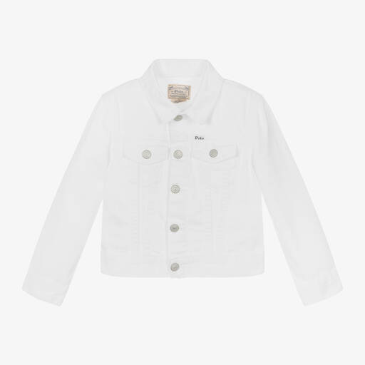 Ralph Lauren-Girls White Denim Jacket | Childrensalon Outlet