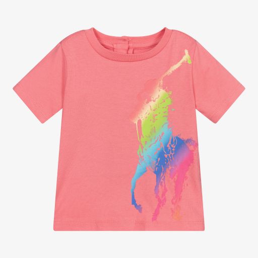 Ralph Lauren-Pink Big Pony Logo T-Shirt    | Childrensalon Outlet