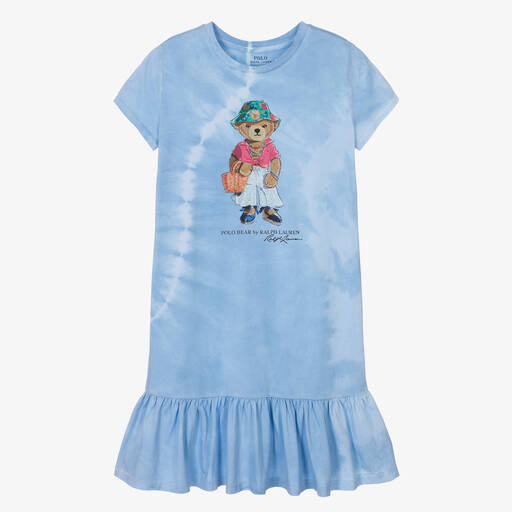 Ralph Lauren-Teen Girls Blue Cotton Polo Bear Dress | Childrensalon Outlet