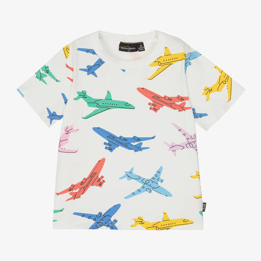 Rock Your Baby-Boys Ivory Plane Print Cotton T-Shirt | Childrensalon Outlet