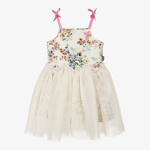 Rock Your Baby-Girls Ivory Cotton & Tulle Floral Dress | Childrensalon Outlet