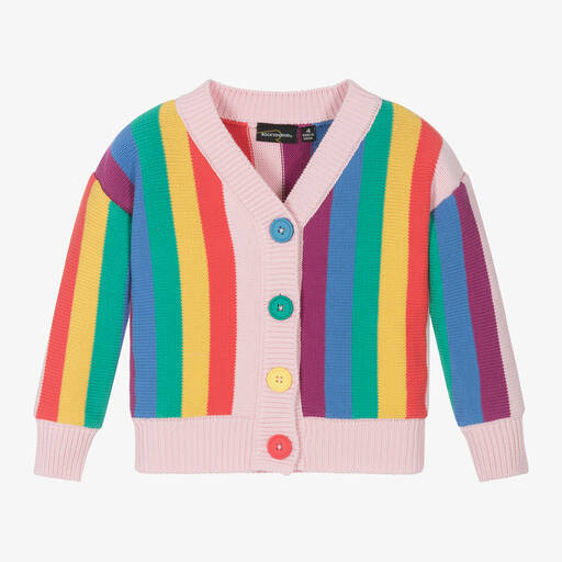 Rock Your Baby-Girls Pink Rainbow Stripe Cotton Cardigan | Childrensalon Outlet