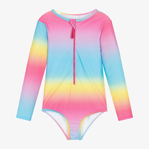 Rock Your Baby-Girls Pink Rainbow Swimsuit (UPF50+) | Childrensalon Outlet