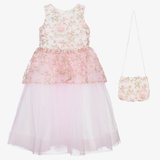 Romano-Set mit Kleid und Tasche in Pink und Weiß | Childrensalon Outlet