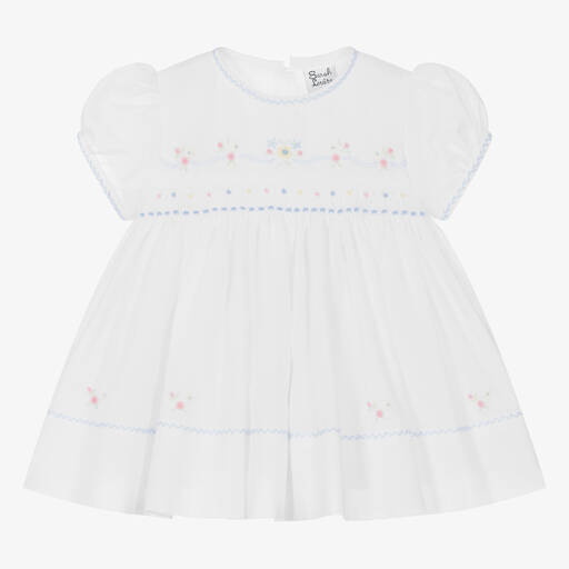 Sarah Louise-Baby Girls White Hand-Smocked Dress | Childrensalon Outlet