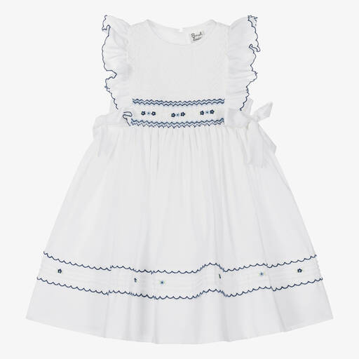 Sarah Louise-Girls White Smocked Dress | Childrensalon Outlet