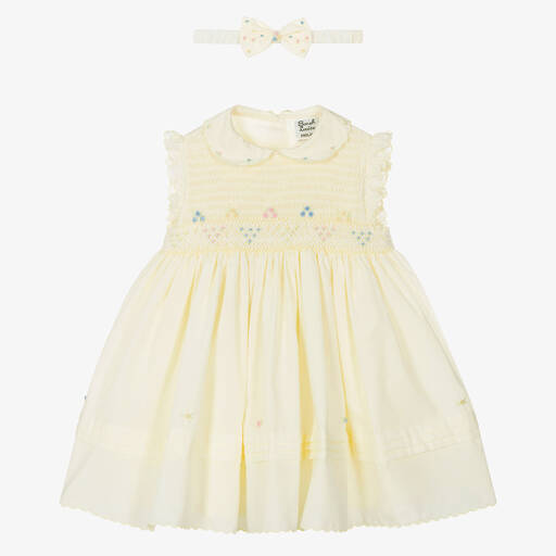 Sarah Louise-Girls Yellow Hand-Smocked Dress Set | Childrensalon Outlet