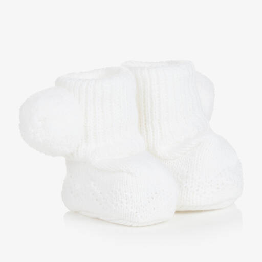 Sätila of Sweden-Chaussons blancs Belle à pompons bébé | Childrensalon Outlet