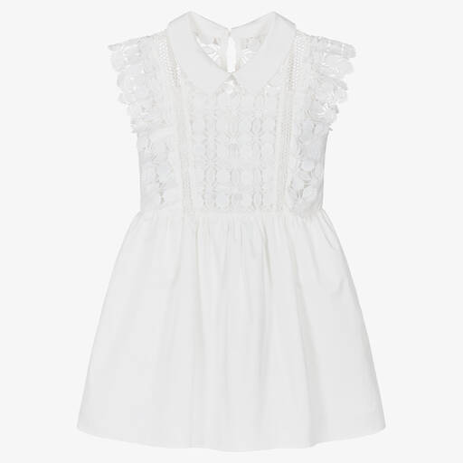 Self-Portrait-Girls White Lace Mini Dress | Childrensalon Outlet