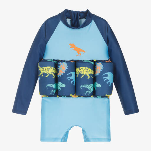 Soli Swim-Boys Blue Dinosaur Float Suit (UPF50+) | Childrensalon Outlet