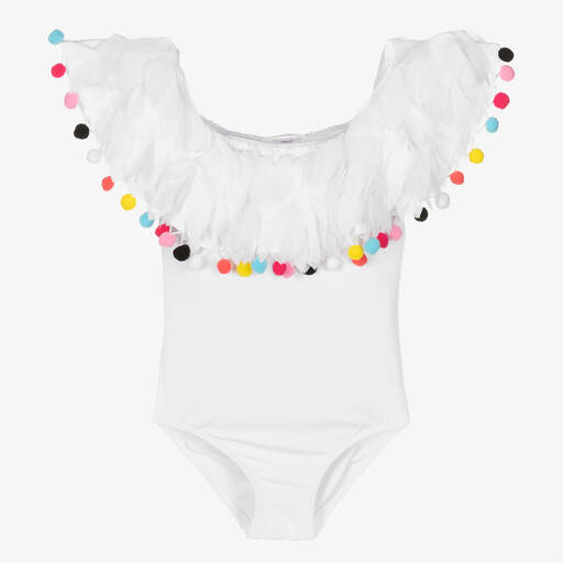 Stella Cove-Teen Girls White Pom-Pom Swimsuit | Childrensalon Outlet